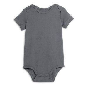 Primary short sleeve bodysuit- slate, 0-3.